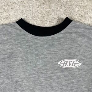 Athletic Supply Gear ASG Mens Gray Ringer T-Shirt Short Sleeve Logo Tee L 16-18